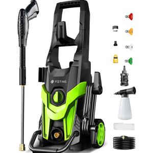 2025Upgraded Pressure Washer Power Washer 4300PSI with 4 Quick Connect Nozzles, Inlet Hose & Filter& Foam Cannon for Cars/Fences/Driveways/Home Cleaning, Green