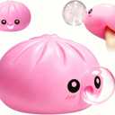 2026 Upgrade Dumpling Squishy Mystery Box,New Dumpling Squishy Blow Bubbles,Dumplings Stress Balls Fidget Sensory Balls,Rainbow Dumplings, Cute Anxiety Relief Fidget (Pink)