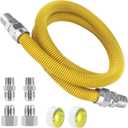 48" Gas Dryer Hose Kit,Stainless Steel Stove Gas Line with Connector 1/2" MIP 1/2"FIP 3/4"MIP Fitting,5/8" OD(1/2" ID) Gas Connector Kit for Stove,Gas Stove, Dryer,Water Heater-by MIFLUS