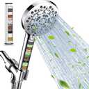 Filtered Shower Head with Handheld, High Pressure 5 Spray Modes Showerhead with Hose, Bracket and 15 Stages Water Softener Filters Beads for Hard Water Remove Chlorine and Harmful Substance