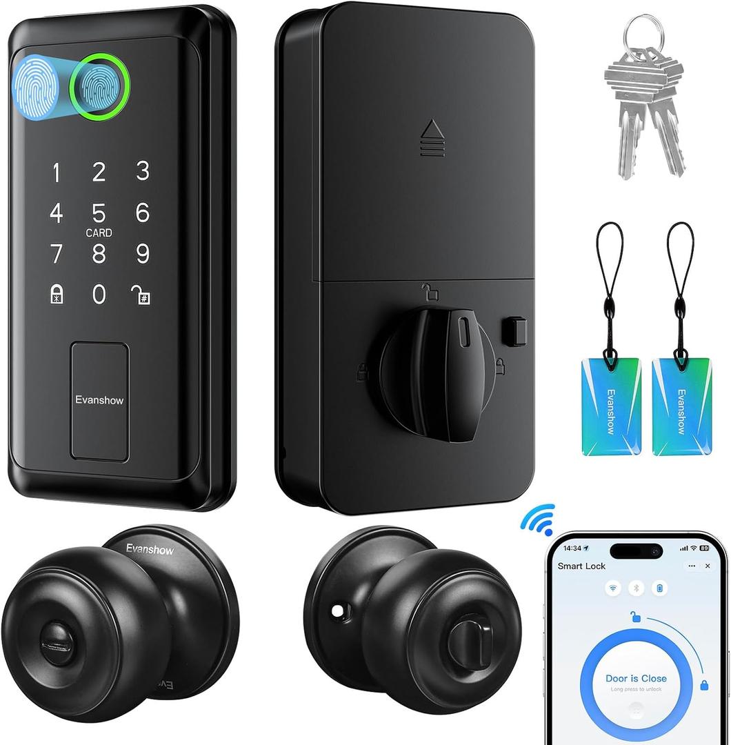 WiFi Bluetooth Keypad Door Lock with Handle,Keyless Entry Door Lock, Electronic Digital Keypad Deadbolt with App, Keyless Entry Fingerprint Lock Auto Lock, Front Smart Door Handle Sets