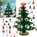 Christmas Countdown Advent Calendar,with a Tabletop Wooden Christmas Tree and 28 Ornaments Snowman Santa Decorations for Boys, Girls and Kids Party Favors, Classroom Prizes, Xmas Gift (Style 1)