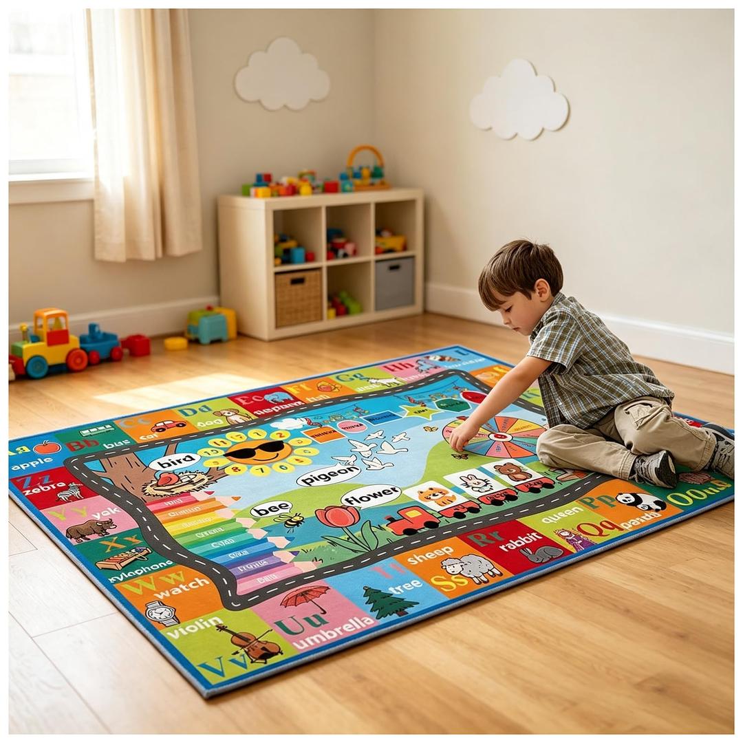 TYKTZXY ABC Rug 63x95inch, Non-Slip Alphabet Carpet, Educational Learning Mat for Preschool Classroom & Playroom