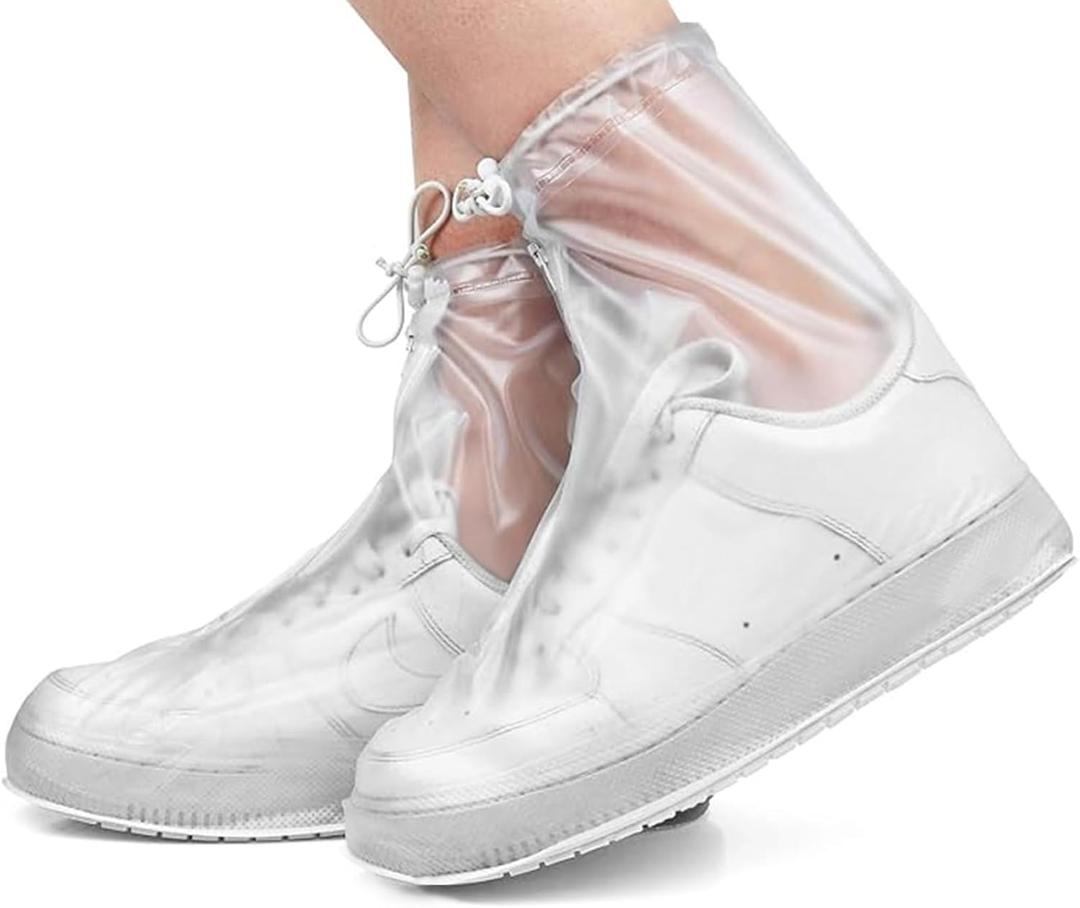 Waterproof Shoe Covers, Rain Shoe Covers Transparent Reusable Non Slip Shoe Cover for Outdoor Women and Men (3X-Large)