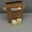 Outdoor Indoor Flameless Candles, Patented 3D Dual-LED, Set of 6 Slanted Top Durable Plastic Pillars with 2 Remotes & Timer, Non-Melting Waterproof Battery Candles for Patio Garden (Ivory)