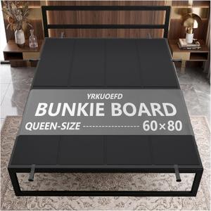 Bunkie Board Queen 60x80'' Premium 10mm Heavy Duty Anti-Sag Mattress Support Board Noise Minimizing,Moisture Resistant Fits Metal FramesPlatform Beds (Black)