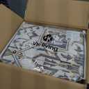 Washable Area Rug 9'x12' Beige Blue Boho Chic Medallion Distressed Design Non-Shedding Easy Care Ideal for High Traffic Areas in Living Room Bedroom Office Coffee Table Large Carpet