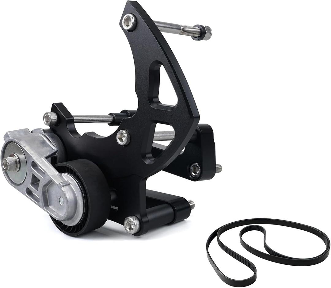 Bevinsee LS Swap R4 AC Compressor Bracket with Belt Compatible with Chevrolet GMC SUV Truck Engine LSX LS2 LS3 LS6 LQ LQ4 LQ9 Air Conditioner Vortec Triangle with Tensioner Passenger Side