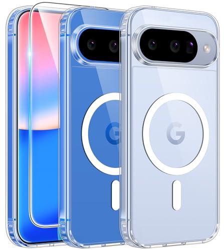FNTCASE for Google Pixel 10 Case: Pixel 10 Pro Case Google 9/9 Pro Magnetic Clear Slim PhoneCase | Anti-Drop Shockproof Scratch Protective Thin Transparent Crystal Cell Phone Cover(Clear)