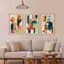 FWIEXA Mid Century Modern Wall Art Set Framed, Modern Canvas Art Wall Decor, Large Abstract Wall Painting, 3 Piece 16x24 Inches Artwork for Living Room, Bedroom, Office