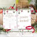 Snowflake Baby Shower Invitations with Envelopes, Diaper Raffle Tickets, Book Request Cards for Gender Reveal, It's Cold Outside Christmas Shower Insert for Invitations, Baby Announcement-14