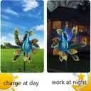 Solar Wind Spinner Outdoor Metal Kinetic Wind Spinners with LED Lighting Glass Ball Peacock Wind Spinner with Stake Decorative Windmill for Yard Lawn Garden Patio Decor