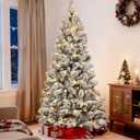 5 Ft Prelit Snow Flocked Christmas Tree with 250 Warm LED Lights, Premium Holiday Artificial Xmas Tree with 518 Realistic Branch Tips, Metal Stand for Indoor Home/Office Decor (Easy Assembly)