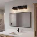 3-Light Bathroom Light Fixtures, Matte Black Vanity Lights
