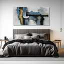 Abstract Wall Art Framed Wall Decor Modern Canvas Abstract Wall Art Black-Blue and Gold Grey Abstract Artwork for Living Room Bedroom Dining Room Home Office Decor 24"x48"