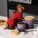 Sweejar Ceramic Food Storage Jar, Stackable Kitchen Canisters, Containers with Airtight Seal Wooden Lid for Serving Coffee Bean, Flour, Tea, Cookies, Spice and More - 58 Fl Oz (Gradient Purple)
