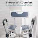 Shower Chair U-Shape Seat (450lb) Heavy Duty - Padded Armrests and Back, Shower Chairs for Elderly and Disabled, Handicap, Shower Chair for Inside Shower, Adjustable Height - Blue