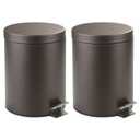 iDesign Round 1.3 Gallon Bathroom Step Trash Can - Set of 2 - Bronze