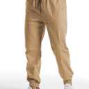 YAXHWIV Men's Casual Joggers Pants Cotton Drawstring Twill Cargo Pants Lightweight Tapered Track Jogging Sweatpants (XL)