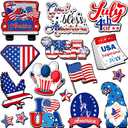 16 Pcs Magnets Patriotic Refrigerator Magnets for Locker Office Home Car Decor Magnetic America Flag Gnomes Stickers Memorial Day Decorations Fridge USA Decorative