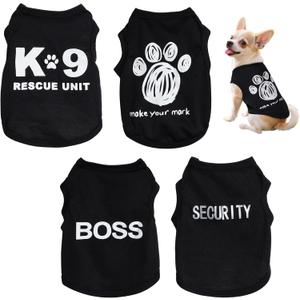 4Pcs Dog Clothes for Small Dogs, Puppy Shirts Teacup Chihuahua Yorkie Clothes, Soft Letter Security Pet Cat Summer Spring Shirts (XS)