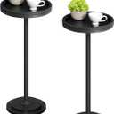 HOOBRO Small Round Side Tables, Set of 2, Drink Tables, Coffee Martini Tables with Pedestal Accent for Small Spaces in Living Room, Bedroom, Sofa Couch, Black BB168BZP201