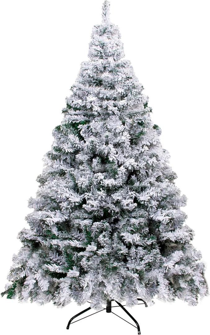 BHD BEAUTY 6FT 920 Tips Artificial Christmas Pine Tree Fake Xmas Spruce Trees Holiday Decoration with Metal Stand Easy Assembly for Outdoor and Indoor Decor Flocked Green