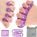 Chiroplax Toe Separators Stretchers Silicone Gel Spreader Spacer for Bunion Bunionette Relief Hammer Overlapping Toe Straightener Corrector (2 Pairs w/Pouch - Lavender)