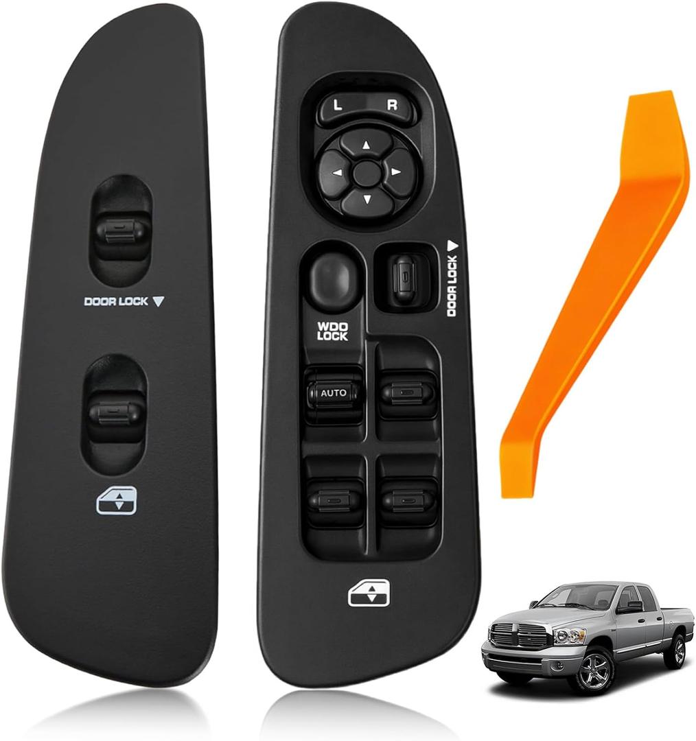Power Window Switch with Bezel (Driver & Passenger Side) Fit for Dodge Ram 1500/2500/3500 (2002-2008), Dakota (2001-2004), Durango (2001-2003), Replaces 68171680AA, 56007695AB