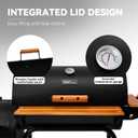Royal Gourmet CC1624W Barrel Charcoal Grill with Offset Smoker, 552 Sq. In. Cooking Area, Wooden Front and Side Shelf with Hooks, Mesh Bottom Shelf, Charcoal Grill for Outdoor Grilling, Black