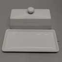 Butter Dish with Lid,WERTIOO Butter Dish With Lid for Countertop,7.6" x 3.3" Butter Tray,Butter Holder for 1 Stick.Textured Tray Butter Keeper for Non Slip Storage,Ceramic - White