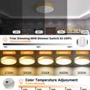 24W Dimmable Ceiling Light Fixture, 12 inch Flush Mount Light Fixture, LED Ceiling Lights Bedroom, Kitchen, Entryway, Super Bright 2700 Lumens, 300W Equivalent 5CCT(2700k-5000k) 2 Pack Gold