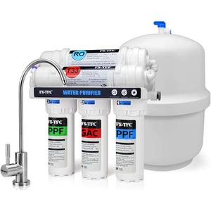 FS-TFC 5-Stage Reverse Osmosis Water Filtration System 100GPD Fast Flow Plus Extra 4 Filter for Free (FS-RO-100G-A)
