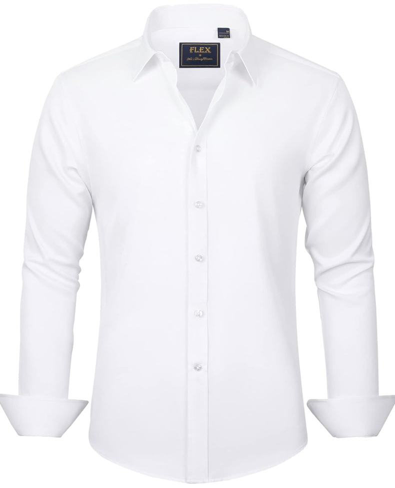 J.VER Men's Dress Shirts Solid Long Sleeve Stretch Wrinkle-Free Formal Shirt Business Casual Button Down Shirts