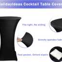 HolidayIdeas Cocktail Table Covers, 2 Pack - Fitted Stretch Spandex Square Corners Cocktail Tablecloths,High Top Table Cloths (Black, Fit for 30"-32" Diameter x 43" Height Tables)