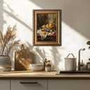 Vintage Gold Framed Wall Art Moody Oranges Painting, Vintage Fruit Still Life Kitchen Home Decor with Antique Frame, Antique Oranges Oil Painting for Bedroom, Country Kitchen Wall Art 16x24