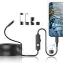 Endoscope Camera with Light, 1920P HD Borescope Tools with 8 Adjustable LED Lights, Endoscope with Semi-Rigid Snake Camera, Inspection Borescope for iOS and Android - 16.3ft Single Line Single Lens