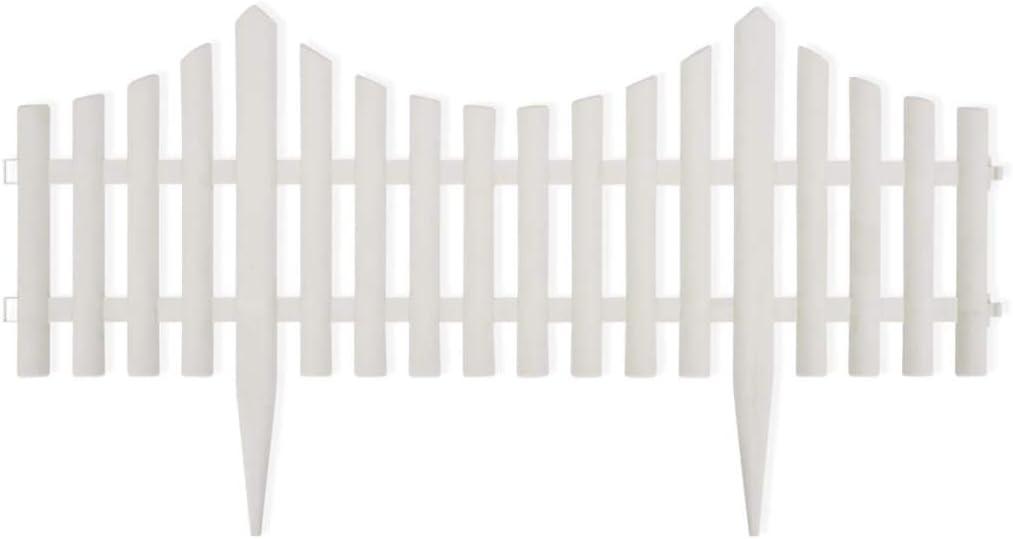 vidaXL White Gothic Style Garden Fence Panels - Polypropylene Picket Fencing Edging for Lawn & Flower Beds, 32.8 ft Coverage, Easy Ground Insertion, 17 Pieces Set