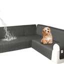 Waterproof Corner Sectional Couch Cover for Dogs L Shape Modular Sectional Sofa Cover Oversized U Shaped Sofa Slipcovers Soft Fabric Furniture Protector Washable (XX-Large, Dark Grey)
