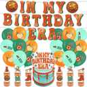 2 x Orange Birthday Party Decorations for Women, Included Birthday Banner, Balloons, Cake Toppers and Cupcake Toppers Party Supplies