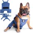 iChoue Cute Dog Diapers Suspenders for French Bulldog Frenchie Pug English Bulldog Female in Heat Cycle Blue - Large Plus with 2pc Diapers