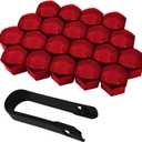 20PCS Lug Nut Covers, 17mm Hexagonal With Removal Tool, Car Wheel Nut Caps, Center Bolt Caps, Universal for Most Cars, Automotive Exterior Accessories (Red)