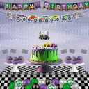 Monster Truck Birthday Decorations - Cake Topper, Banner, Backdrop, Latex Balloons, Foil Balloons, Table Cover, Sticker Set,149Pcs Set, Monster Truck Party Decorations (Purple and Green)