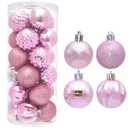 Christmas Ball 24ct 1.57 Inches Champagne Gold Mini Xmas Hanging Ornaments for Trees Wreath Garland Wedding Party Home Office Shop Decorations Tier Tray Vase Filler