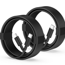 2 x USB C to USB C Cable, 2-Pack 6FT 60W Fast Charging Cable Type C Charger Cord for iPhone 17/17 Pro/17 Pro Max/Air/16/15 Pro Max/Plus, iPad, MacBook, Galaxy S25/S24/S23, Pixel 10/9/8/7, Tablet, Android