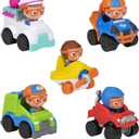 Blippi Mini Mobiles, 5 Pack Mini Vehicles - Features Character Toy Figure In Each Vehicle: Mobile/Car, Monster Truck, Recycle Truck, Ice Cream Truck, and Airplane - Educational Toys for Young Children