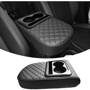 QianBao Car Center Console Diamond Pattern Armrest Box Booster Cushion with Cup Holder Mobile Phone Storage Armrest Booster Pad Protector Universal for Most Car Style B