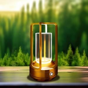 Portable Metal Table Lamp, 4000 mAh Rechargeable Outdoor Table Lamp Cordless, 3 Color Stepless Dimmable Atmosphere Table Lamps for Patio, Camping, Coffee table decor lamp for Indoor/Outdoor (Gold)