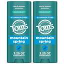 Tom’s of Maine Mountain Spring Natural Deodorant for Men and Women, Aluminum Free, 3.25 oz, 2-Pack