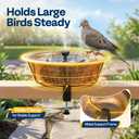 VIVOHOME Deck Mounted Bird Bath with Solar Fountain, Outdoor ABS Birdbath Bowl with Adjustable Metal Clamp, Solar Powered Pump for Railing, Fence, Balcony, 1.45 Gallons, Copper